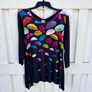 Multicolor Umbrella Print Tunic Top NWT